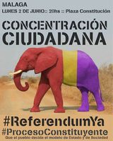 Poster calling for a public gathering to claim a referendum, Malaga